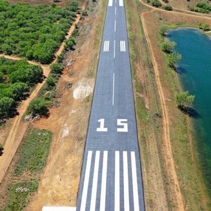 newly placed asphalt landing strip